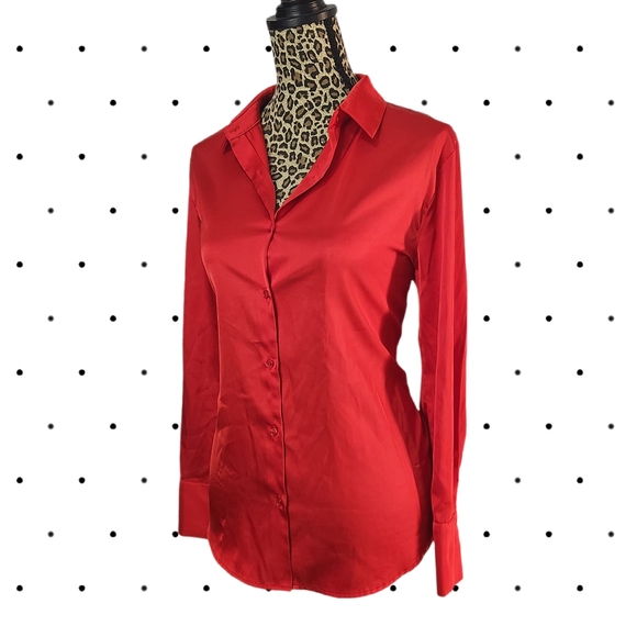 Ambiance Tops - AMBIANCE Red satin Women's Button-Down blouse (L)